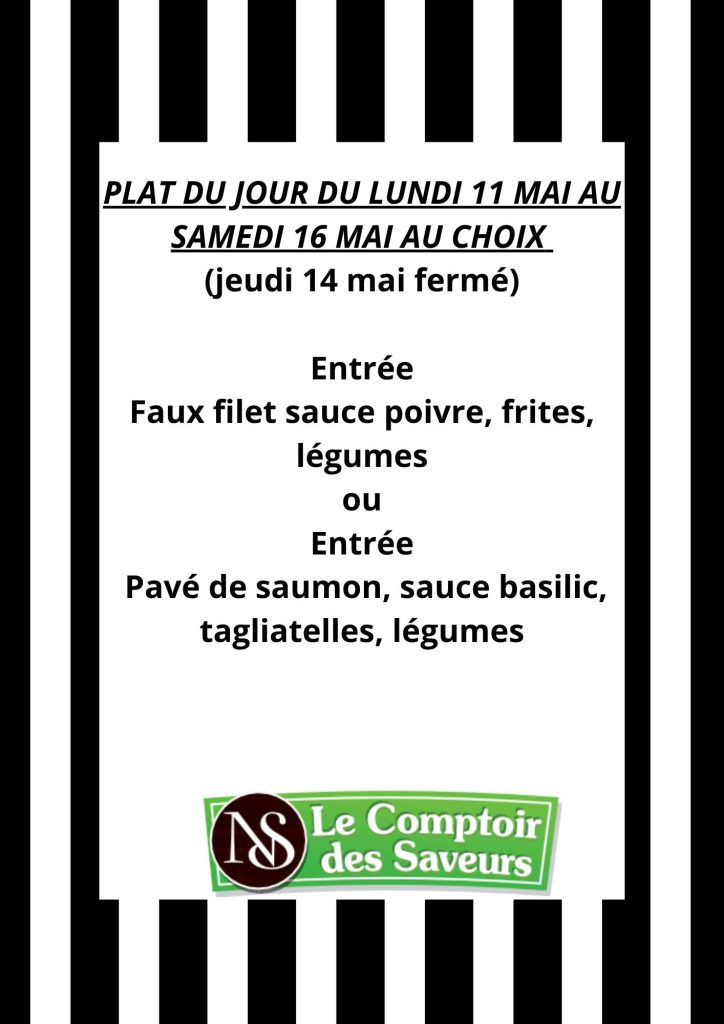 Menu de la semaine dans notre restaurant à Sarrebourg